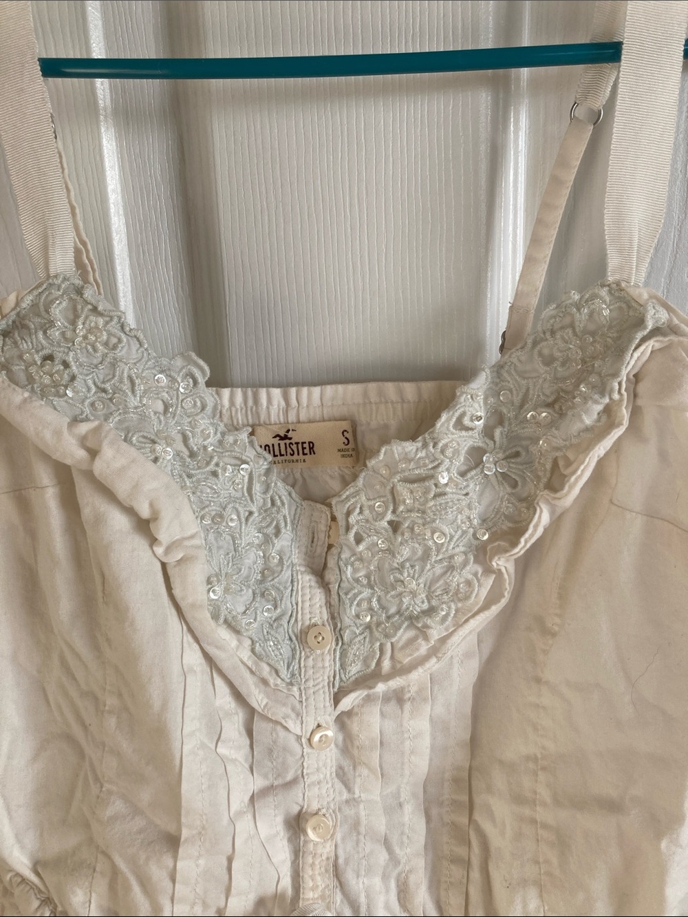 Vintage Y2K Hollister Off White Sequin Tank Top Small - Picture 2 of 4
